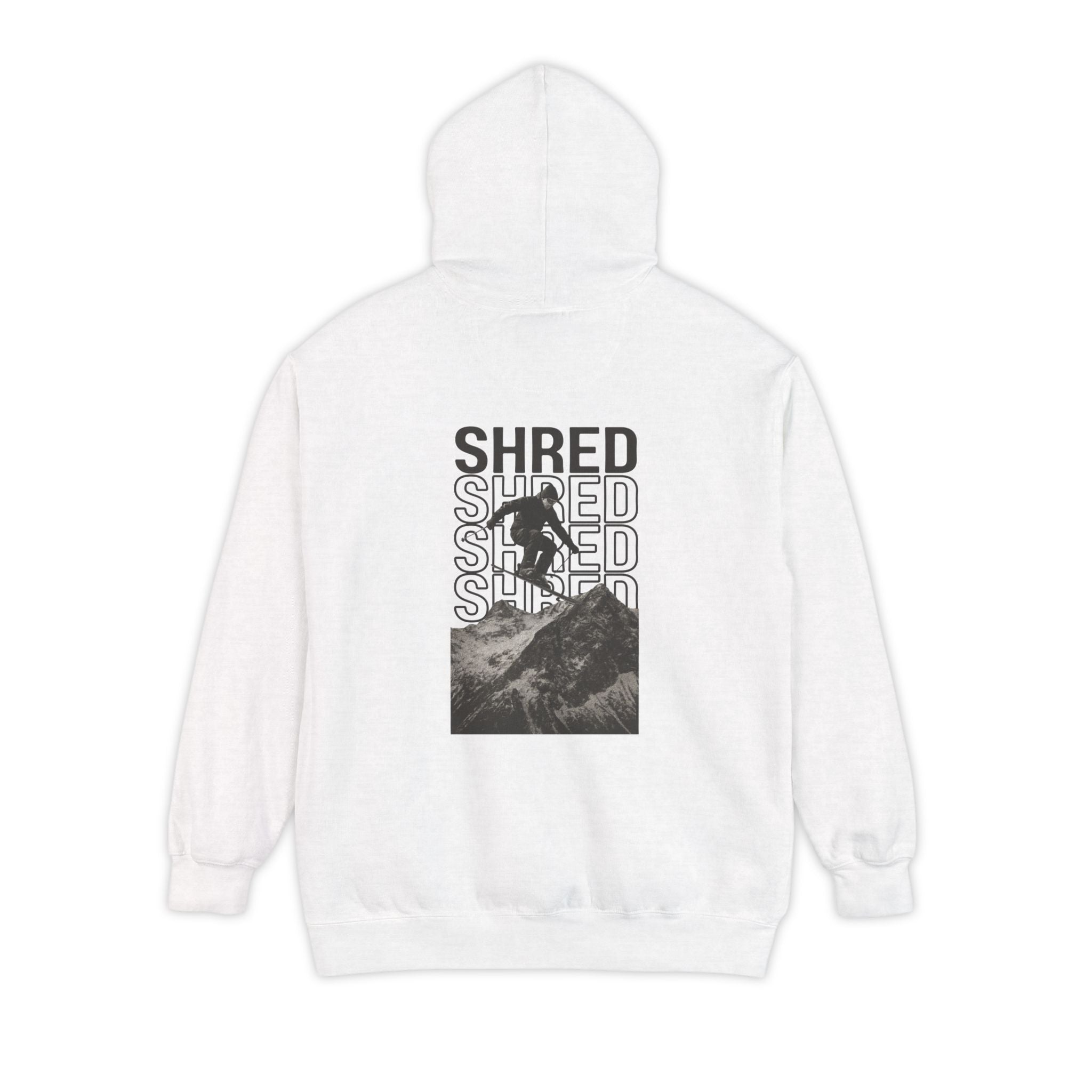 Shred Mountain Biker Hoodie — Retro Repeat Graphic Pullover