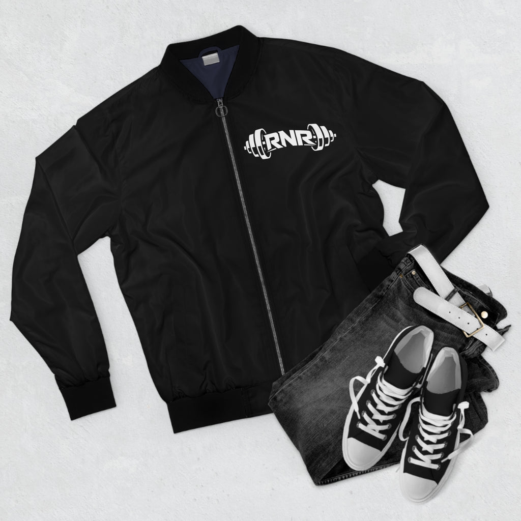 RNBR Barbell Logo Bomber Jacket — Men's Fitness Workout Jacket