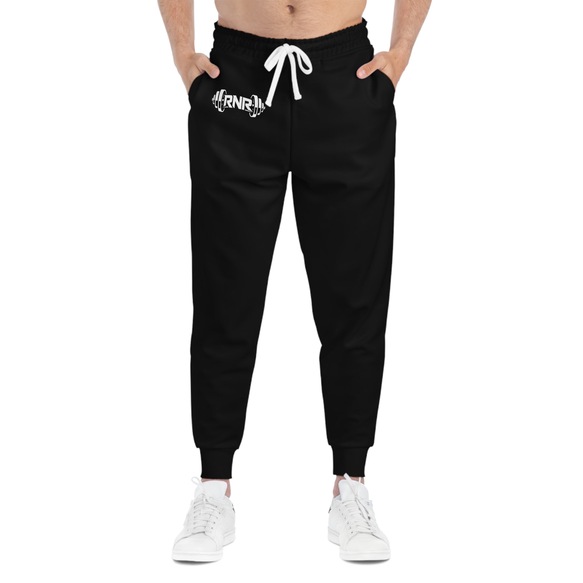 RNBRL Logo Athletic Joggers — Black Performance Sweatpants