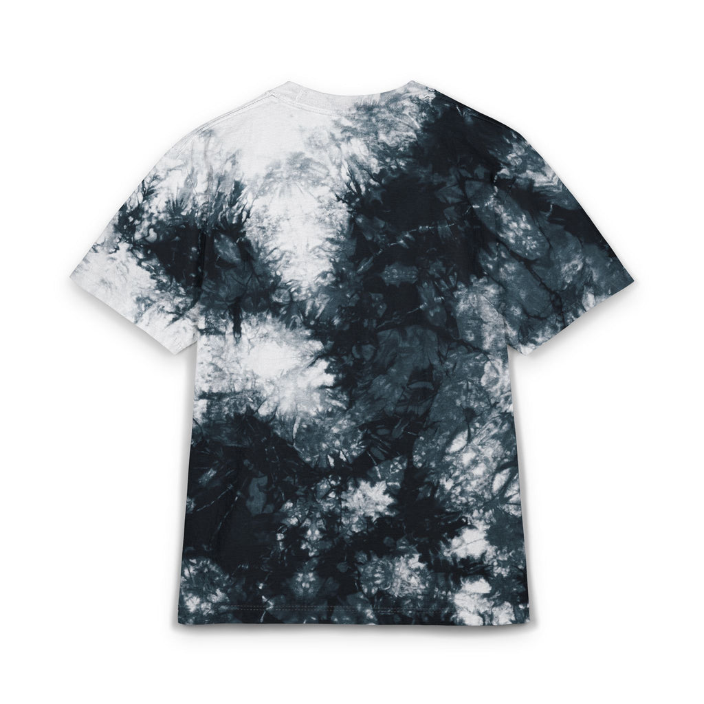 Tie-Dye Embroidered Oversized Tee — Black & White Spiral