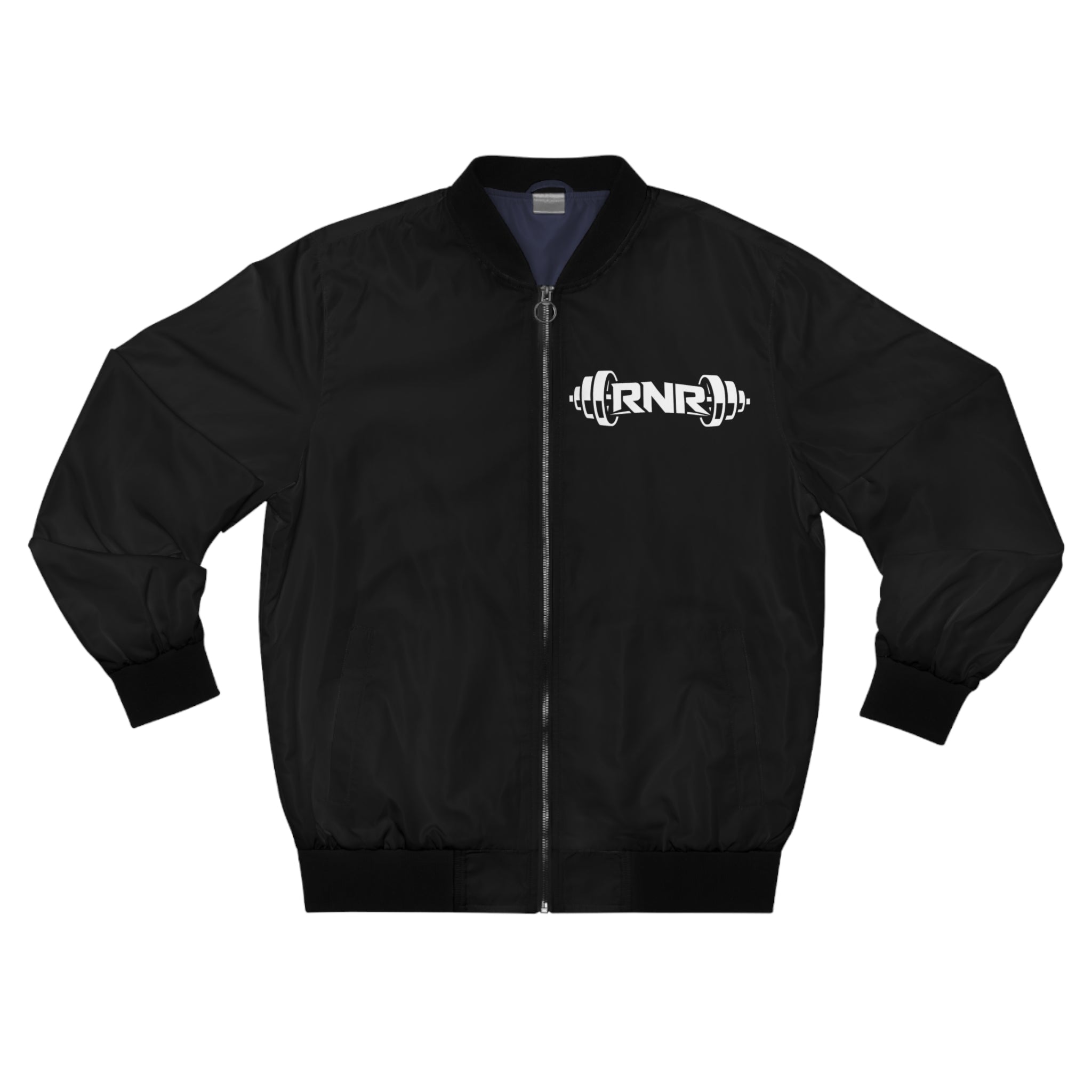 RNBR Barbell Logo Bomber Jacket — Men's Fitness Workout Jacket
