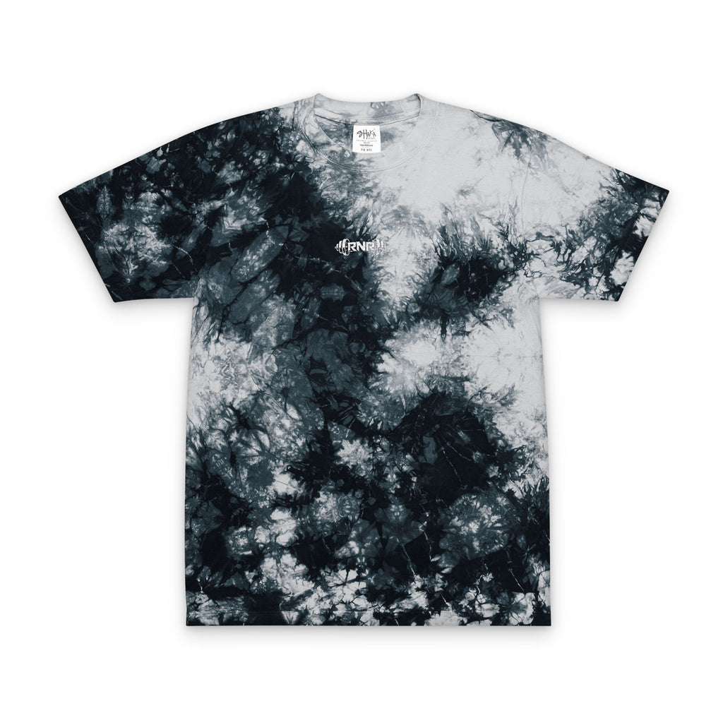 Tie-Dye Embroidered Oversized Tee — Black & White Spiral