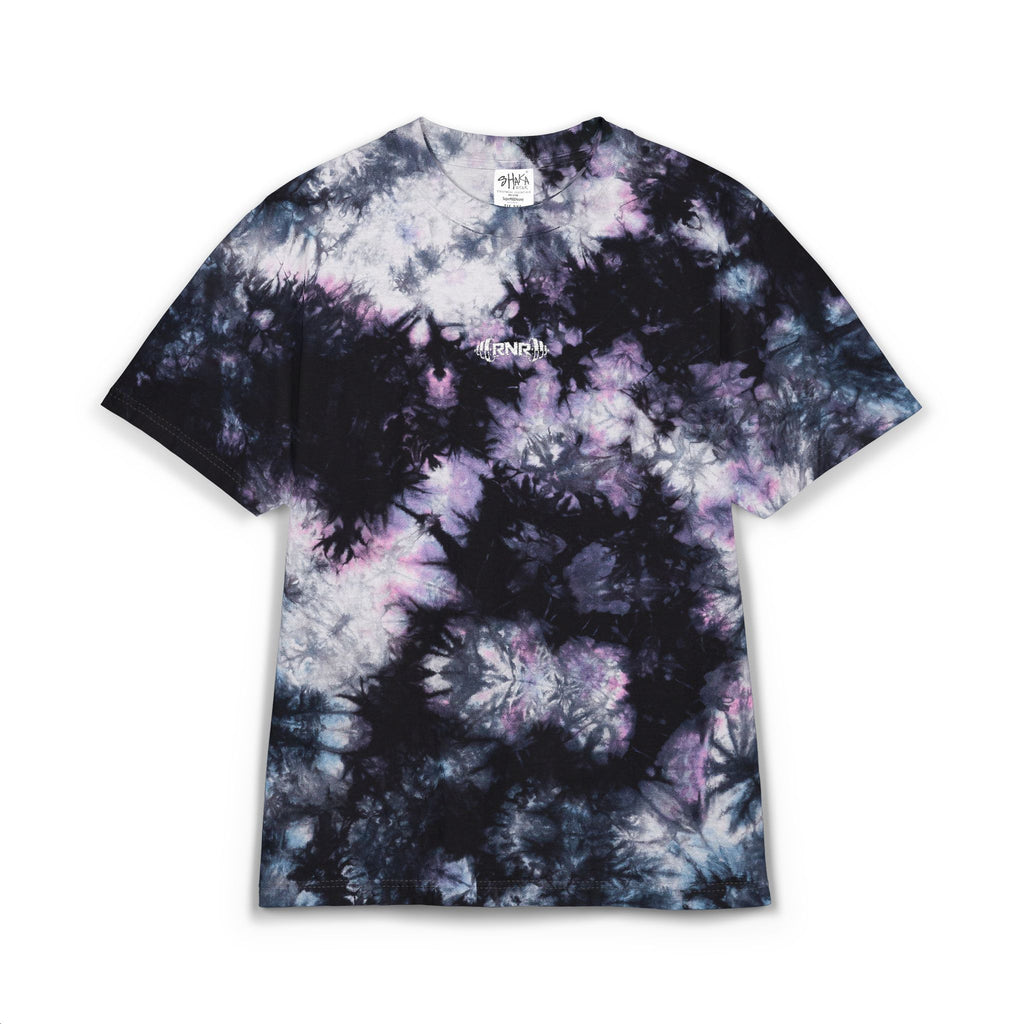 Tie-Dye Embroidered Oversized Tee — Black & White Spiral