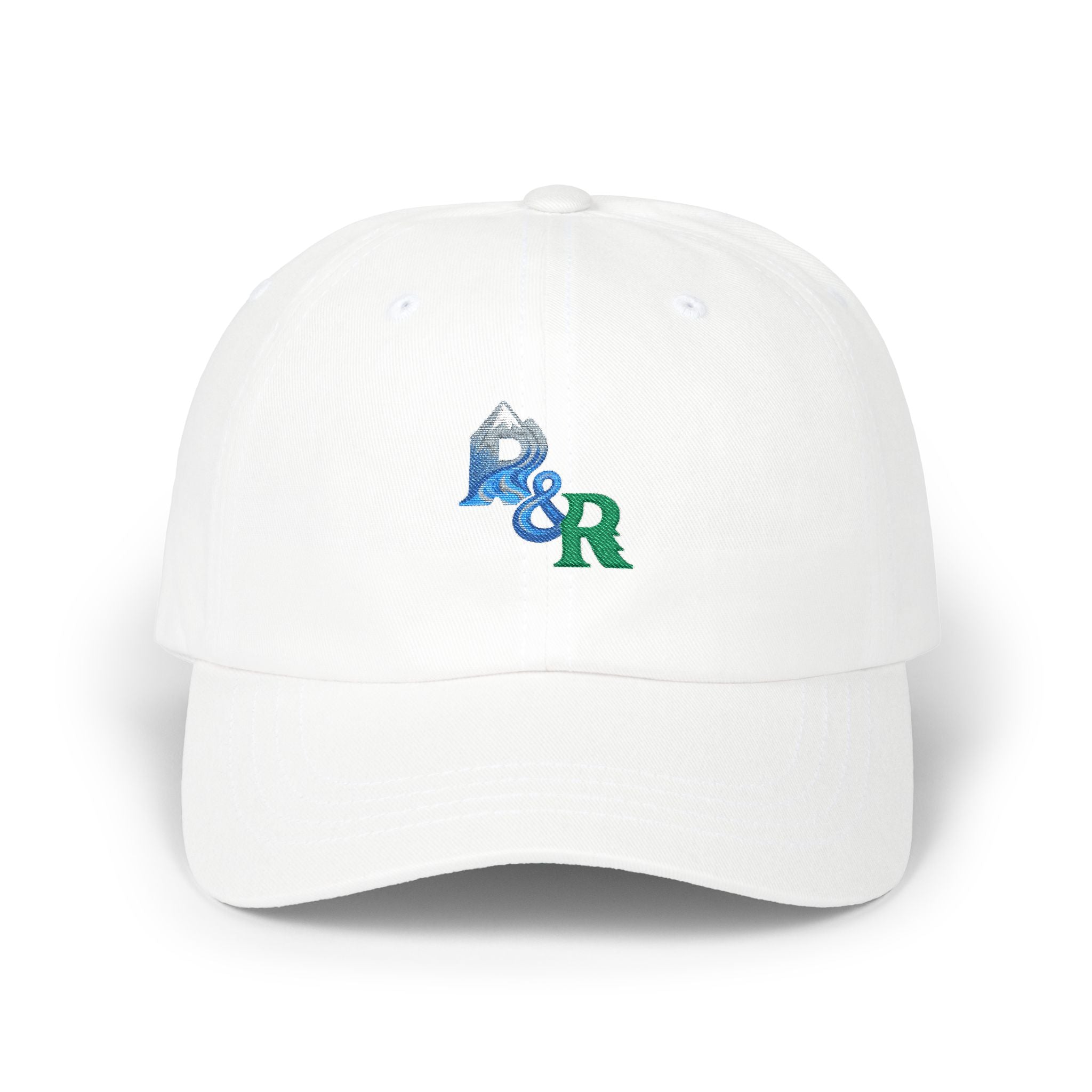 Dad Cap — Blue & Green "R&R" Embroidered Logo Hat