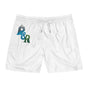 R&R Small Logo Men's Swim Shorts — White Mid-Length Trunks