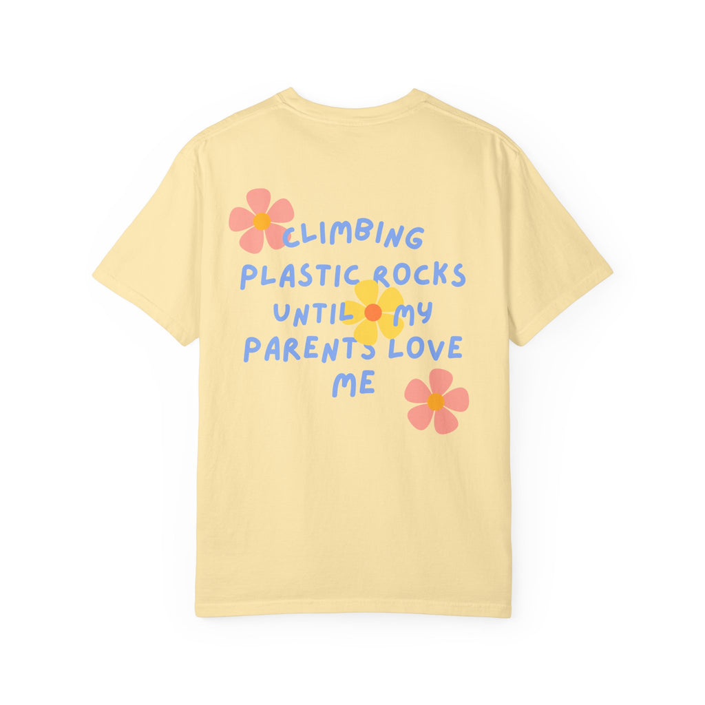 Climbing Rocks Fun T-shirt, Unisex Tee, Floral Graphic T-shirt, Casual Summer Wear, Gift for Climbers, Nostalgic Humor Top