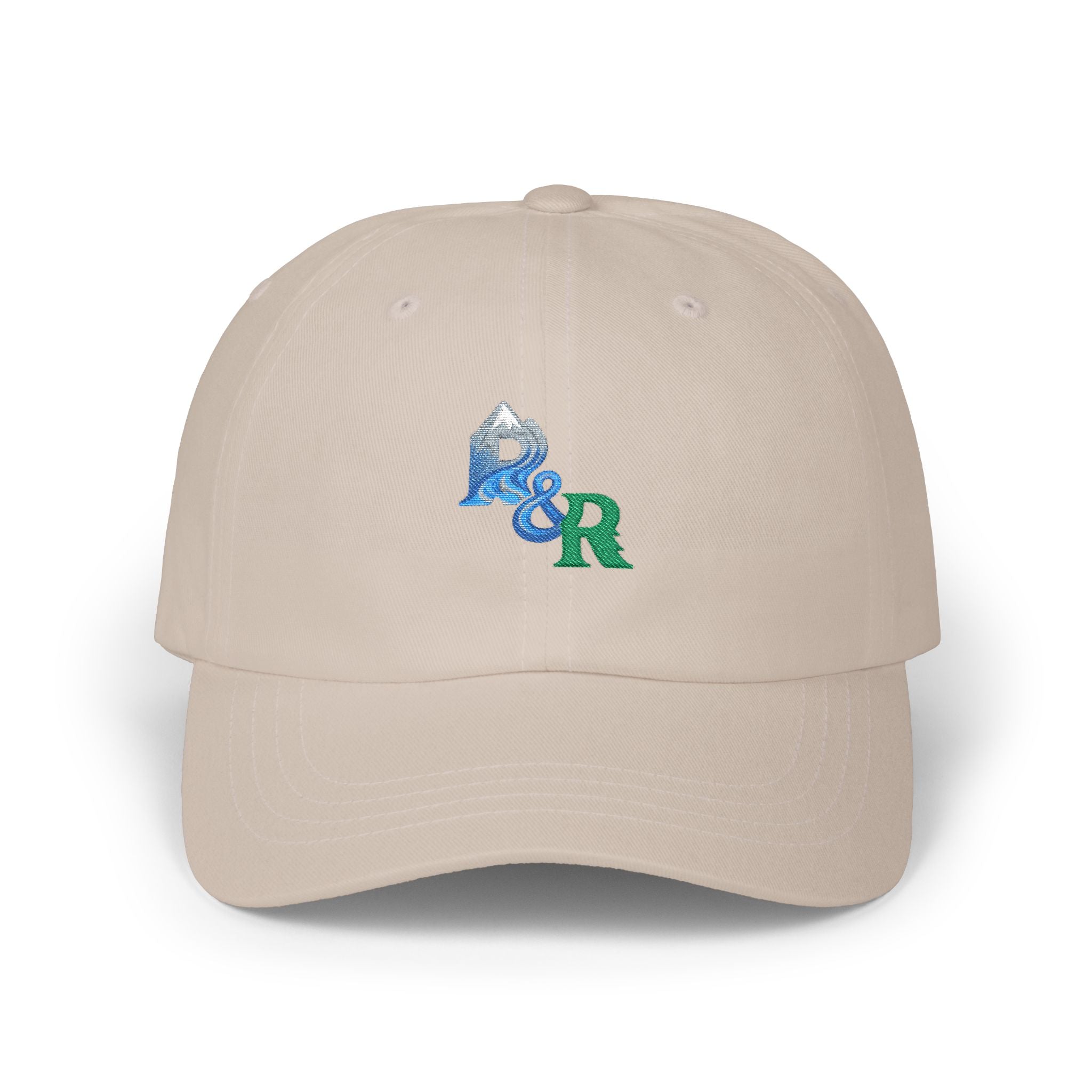 Dad Cap — Blue & Green "R&R" Embroidered Logo Hat