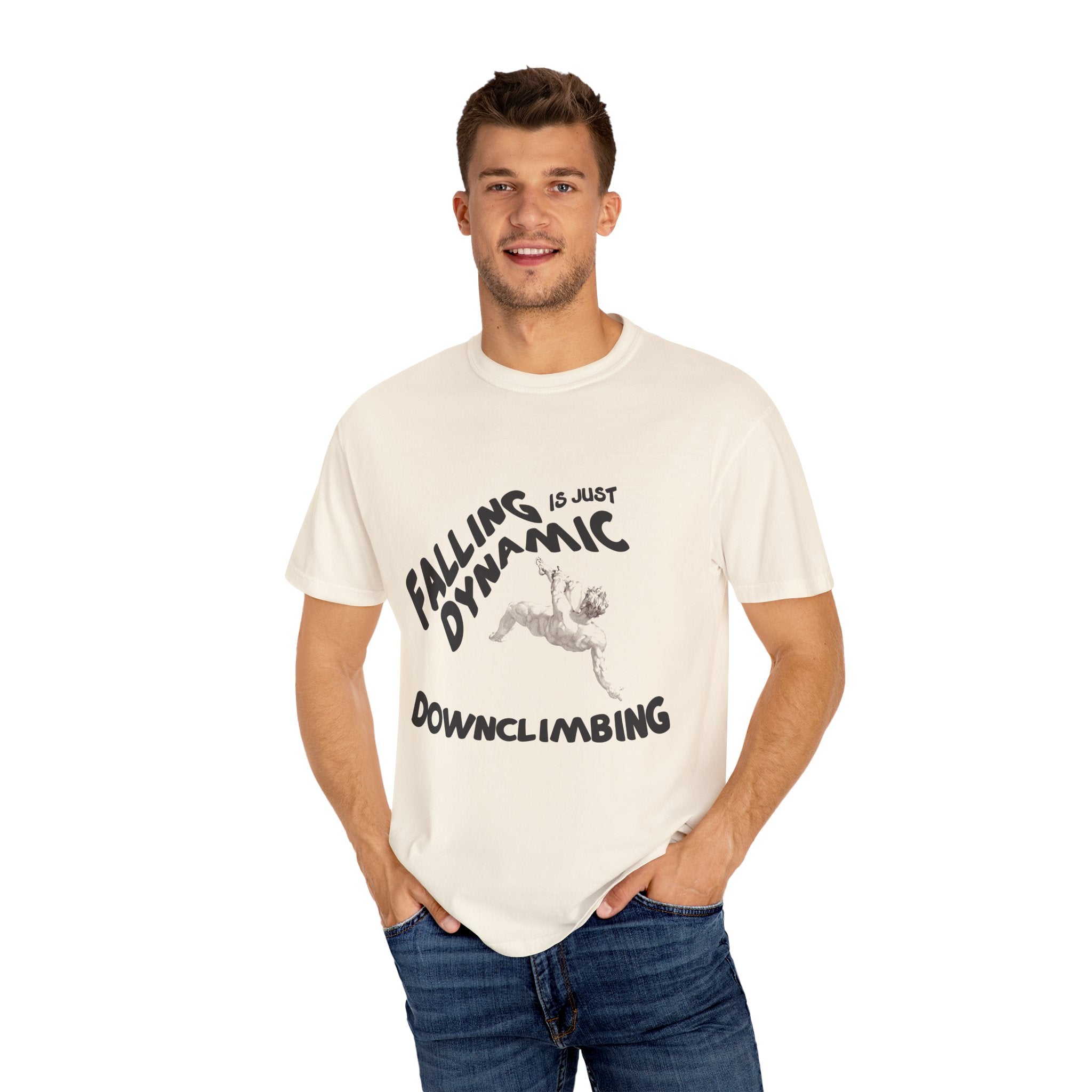 Dynamic Downclimbing Graphic T-Shirt, Adventure Apparel, Unisex Casual Wear, Gift for Climbers, Outdoor Enthusiasts, Fun Sports Tee