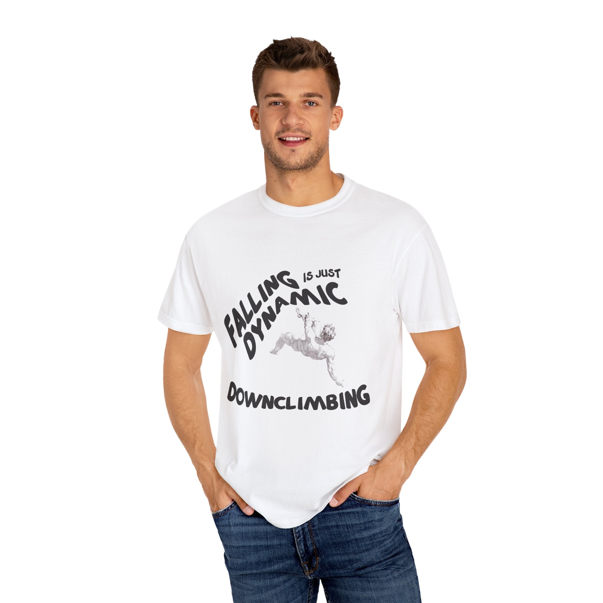 Dynamic Downclimbing Graphic T-Shirt, Adventure Apparel, Unisex Casual Wear, Gift for Climbers, Outdoor Enthusiasts, Fun Sports Tee