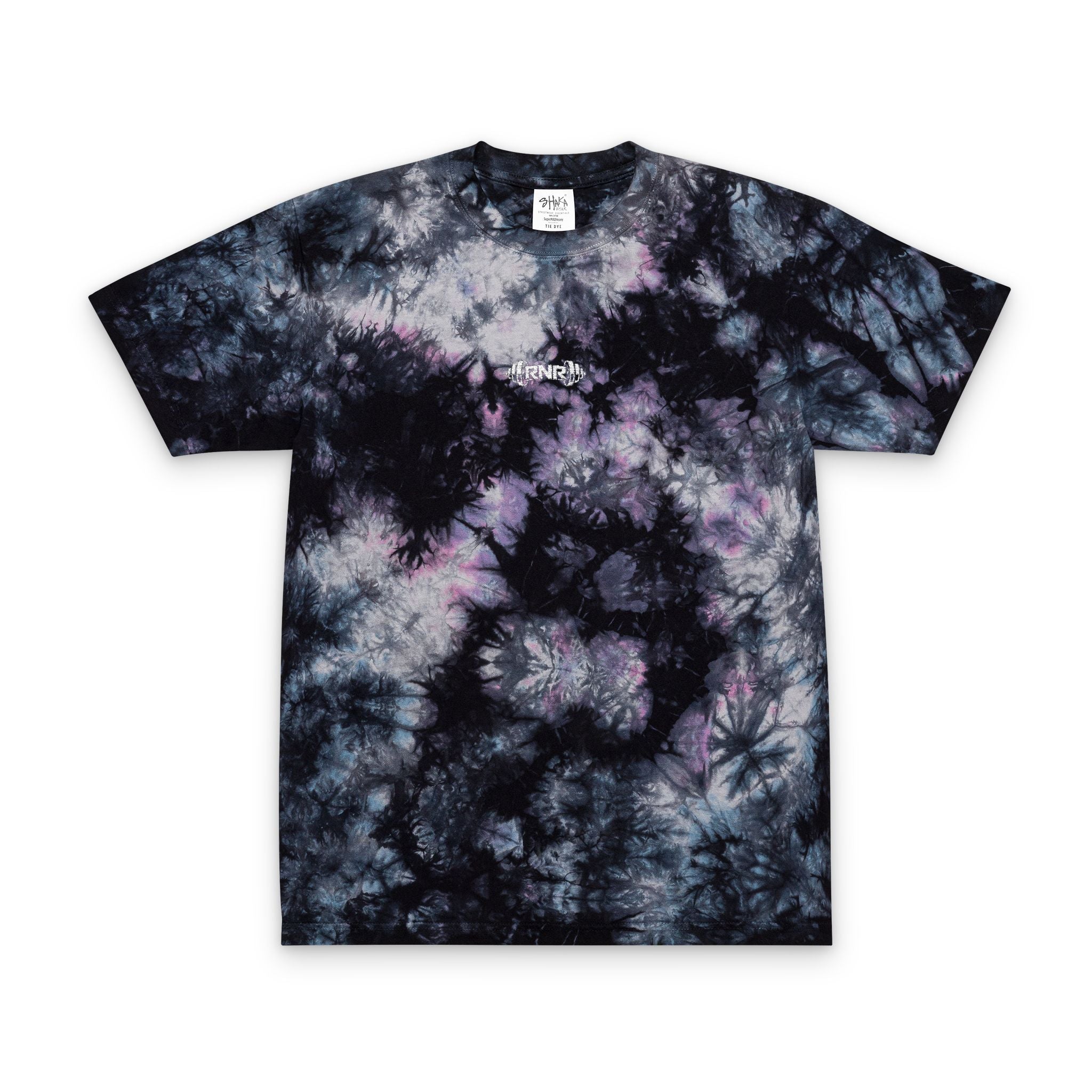 Tie-Dye Embroidered Oversized Tee — Black & White Spiral