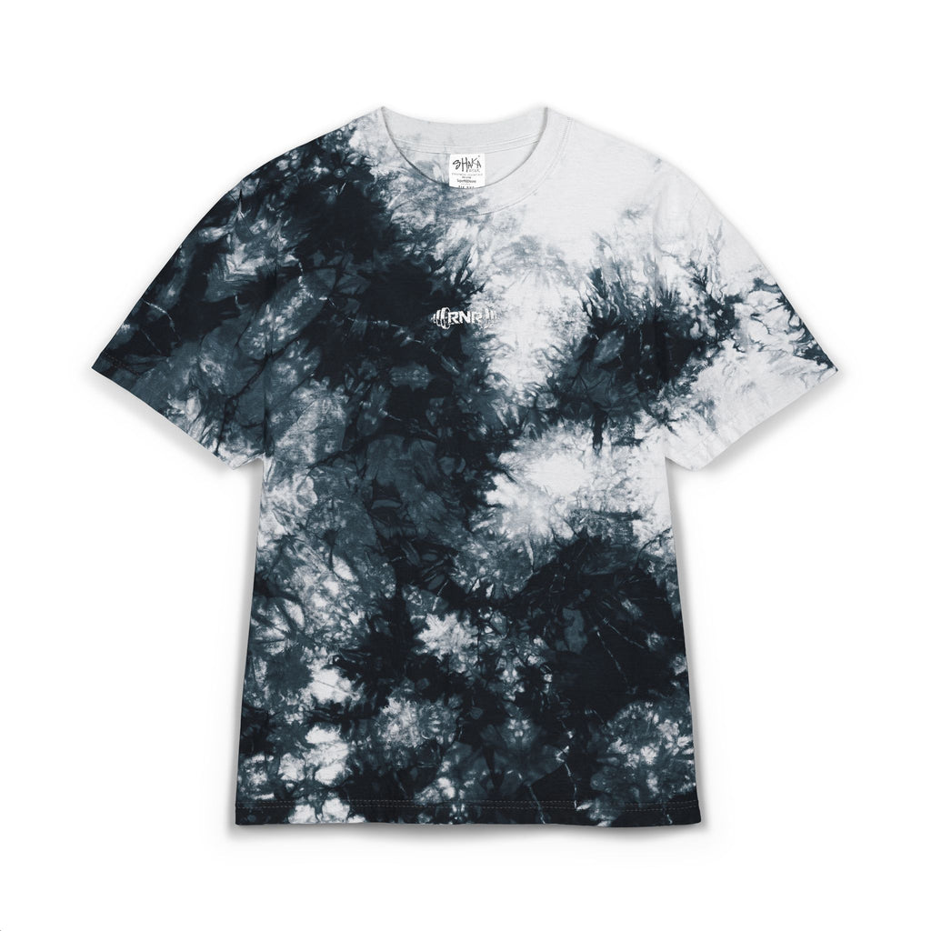 Tie-Dye Embroidered Oversized Tee — Black & White Spiral