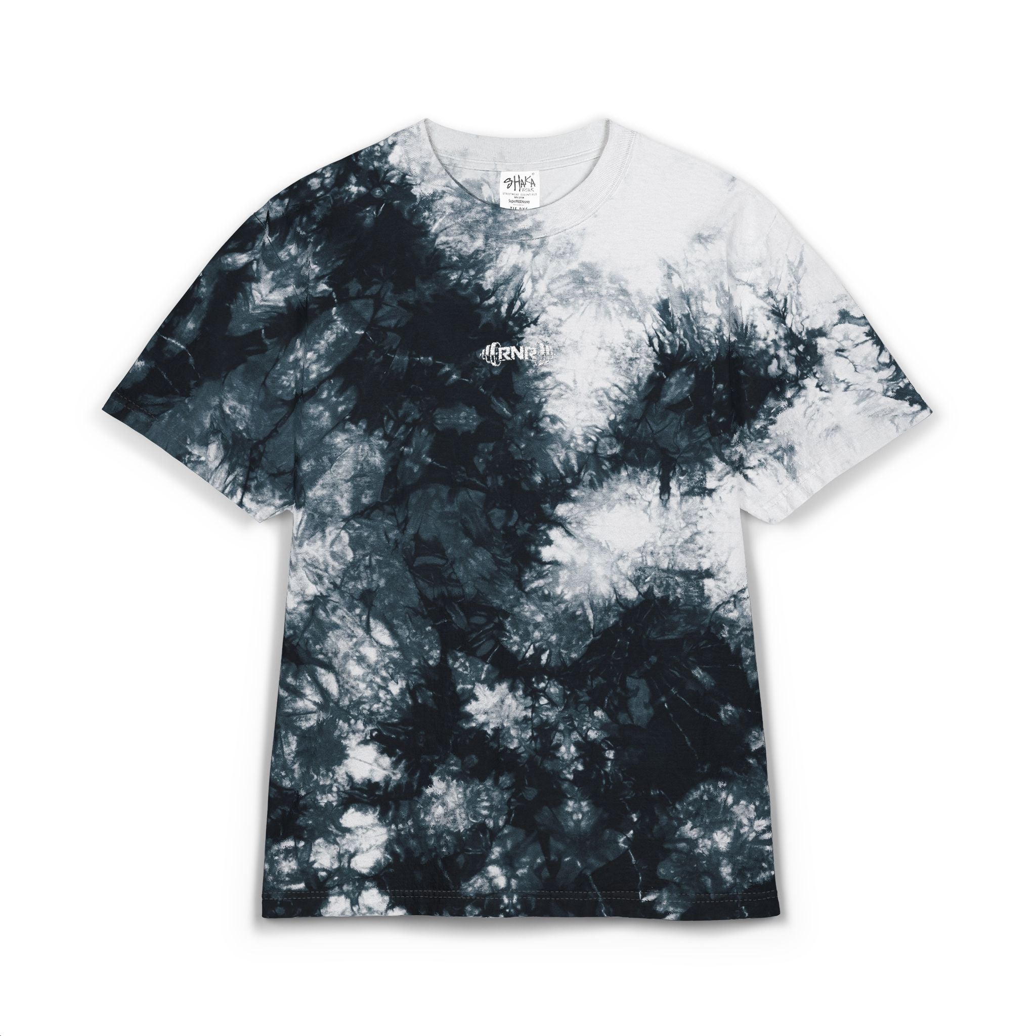 Tie-Dye Embroidered Oversized Tee — Black & White Spiral