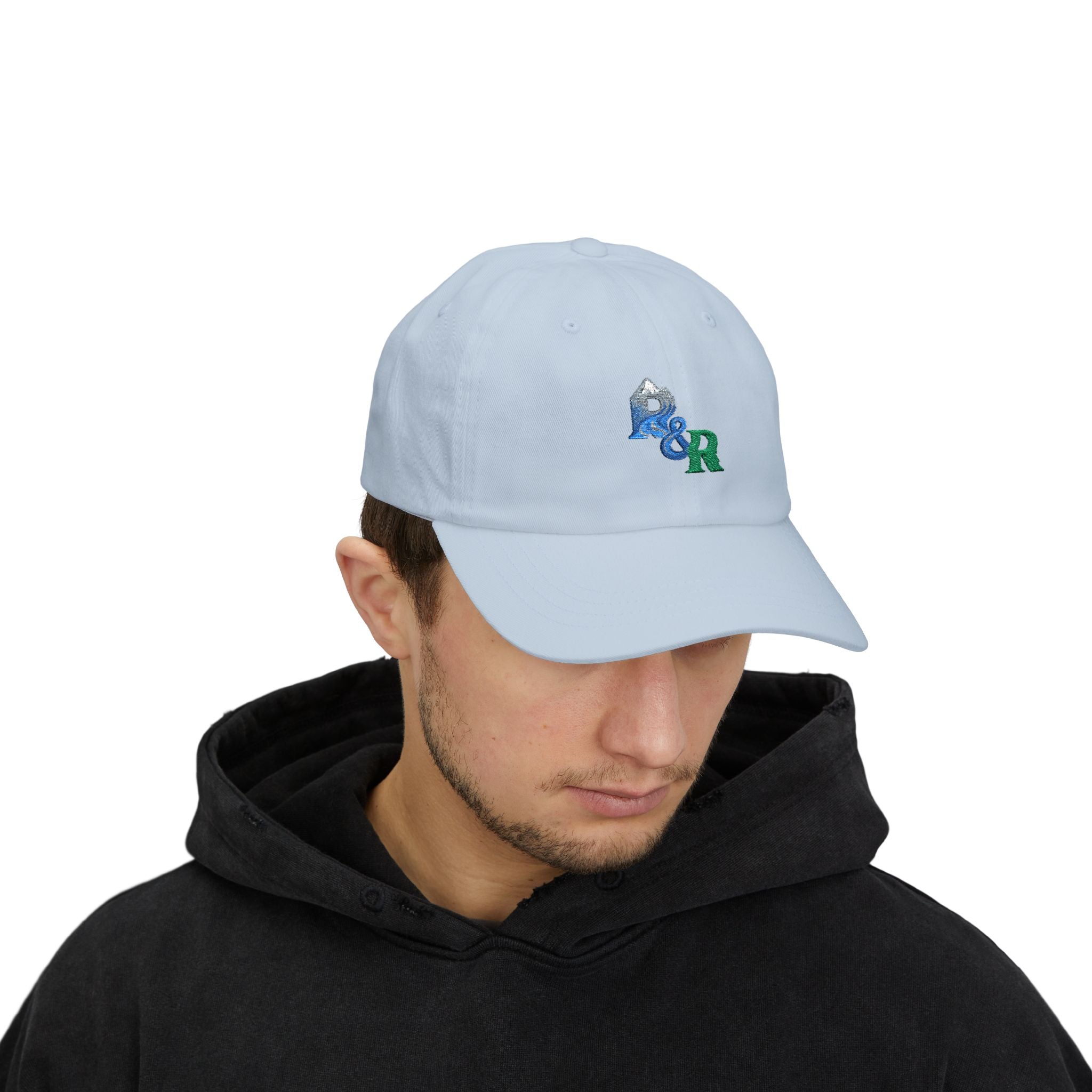 Dad Cap — Blue & Green "R&R" Embroidered Logo Hat