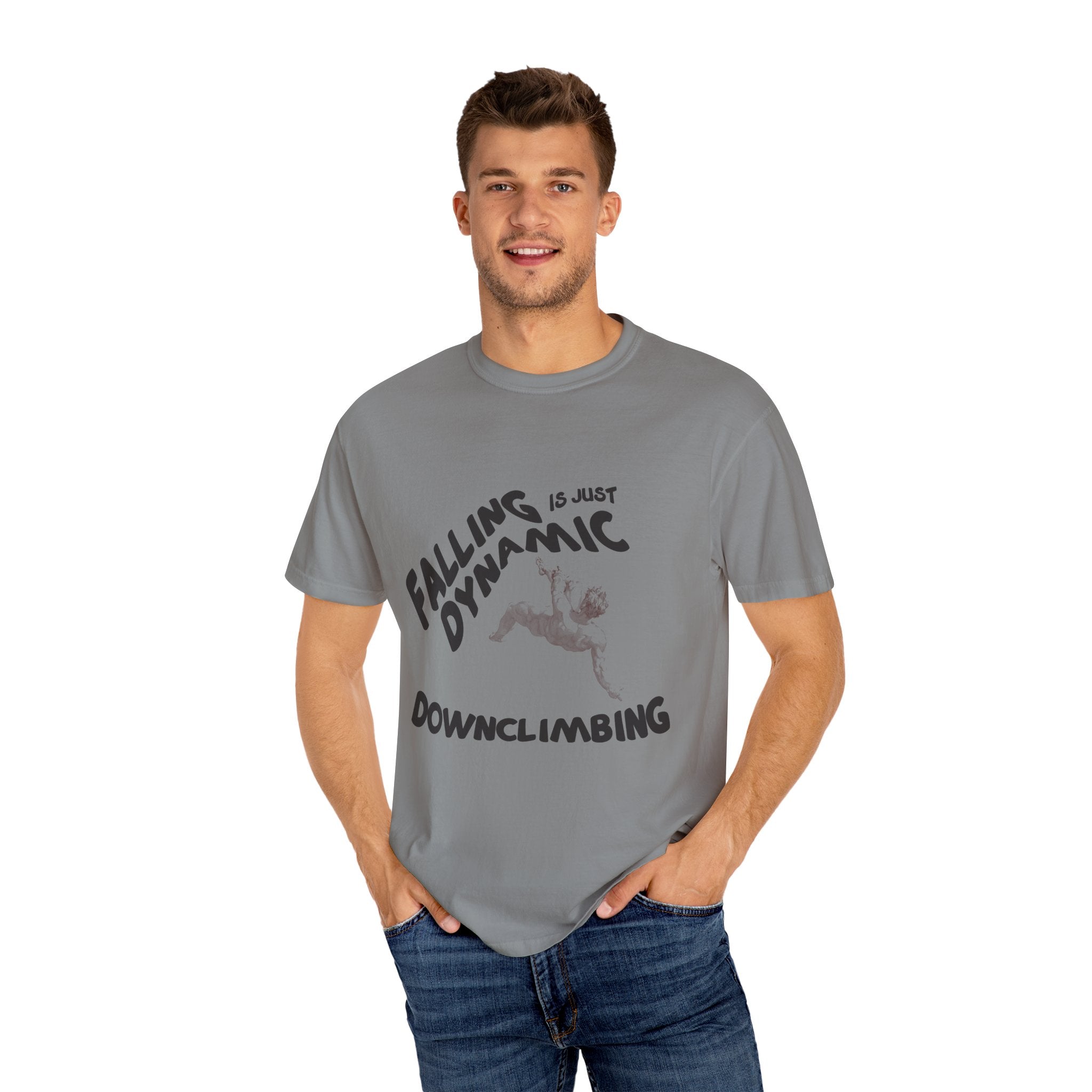 Dynamic Downclimbing Graphic T-Shirt, Adventure Apparel, Unisex Casual Wear, Gift for Climbers, Outdoor Enthusiasts, Fun Sports Tee